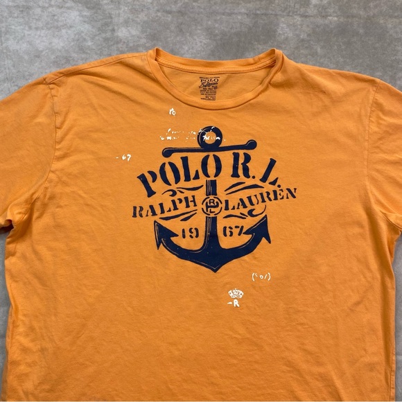 Polo Ralph Lauren PRL T-Shirt Men's Size XL Orange Big Logo Anchor Graphic Print - Picture 2 of 15